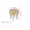 Roswell Sheesham Wood Bohemian Round Stool in Israel Print Patchwork Kantha Upholstery