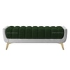 Hoslo Velvet 2 Seater Ottoman Bench in Green & Grey Color
