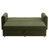 Baruna 3 Seater Velvet Pull Out Sofa Cum Bed with Storage In Green Color