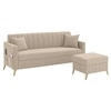 Convil Velvet L Shape 4 Seater Sofa in Cream Color