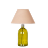 OLVIRA Modern Green Glass Table Lamp with Silver Metal Accent Beige Shade