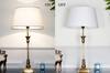 Delta Brass Table Lamp with White Cotton Shade