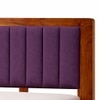 Linea Solid Wood Queen  Size Upholstered Bed Without Storage (Provincial Teak Finish, Purple Colour)