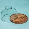 Ireka Homes Sweet Vault Acacia Wood Cake Stand with Glass Dome