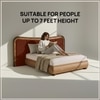 Elowen Softline Queen Size Bed in velvet With Oak wood Frame & Hydraulic Storage