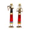 Desert Art Metal Handpainted Rural Lady Showpiece Set of 2 in Red Colour