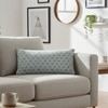 Geometric Knit Cotton Cushion Cover  Alice Blue Natural 12X20  Inches