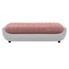 Marko Velvet 2 Seater 5 Feet Ottoman Bench in Peach & Grey Color