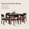 Floyd 6 Seater Dining Table, Glass Top With Set Of 6 Kerry Dining Chairs (Colour- Burnt Orange, Finish- Mahogany)