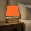 Devansh Orange Cotton Table Lamp With  Wood Natural Base -5