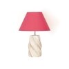 BURFORD Small Distress White Finish  Wood Table Lamp With Maroon Cotton Shade