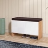 Trudo Modular Shoe Cabinet for 12 Pairs with Seating – Multi-Functional Shoe Storage Bench for Home