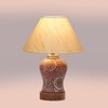Devansh Conical Off White Cotton Shade Lamp With Wood & Mosaic Glass Base For Decoration/Office/Home/Gifting/Study For Decoration/Office/Home/Gifting/Study -(10X10X14.5) Inches -A