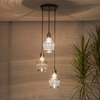 Alita 3-Light Smoke Lustere Glass And Black Metal Cluster Pendant