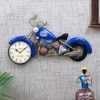 Metal Handpainted Decorative Speed 8'' Bike Wall Hanging Decorative Showpiece Clock In Blue Color By Craft Tree