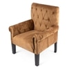 Arista Sheesham Wood Set of 2 Accent Chair in Taupe Brown Velvet Upholstery