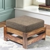 Amber Sheesham Wood Foot Stool in Teak Finish with Jute Brown Cushion