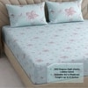 Saanvi Green Shade Floral 400 TC Cotton Fitted Double Queen Size Bedsheet with 2 Pillow Covers – Threads