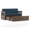 Bram 3 Seater Sofa Cum Bed in Danish Walnut Finish with Delft Blue Colour