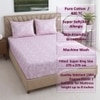Pink Floral 400 Tc  Cotton Fitted  Super King Size Bedsheet With 2  Pilllow Covers