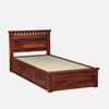 Zvya Solid Wood Single  Size Upholstered Bed With Box Storage (Honey Finish)