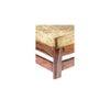 Amber Sheesham Wood Foot Stool in Teak Finish with Velvet Green Cushion