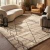 Jaipur Rugs Geometric Polyester 5x8 Feet White And Dark Brown Hand Knotted Rug Carpet
