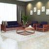 Anjani 3+1+1 Seater Wooden Sofa (BLUE Colour, Teak Finish)