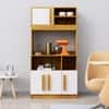 Hexa Red Crockery Unit Multipurpose Wooden Cabinet in Giant Wood And Frosty White Colour