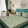 Light Green Floral 180 TC Flat 1 Queen  Bedsheet with 2 Pillow Covers