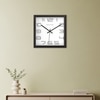 Spaces Unhooked Square Wooden Wall Clock, Black Frame, White Dial with Modern Outline Numerals