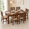 Globally Indian Aroha Solid Sheesham Wood 6 Seater Dining Table Set 6 Chairs Beige