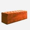 Edin Velvet 2 Seater Upholstered Bench with Storage Orange Colour