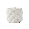 Doe Buck Briana Velvet Tufted Ottoman Cube in Off White Colour