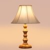 Devansh Off-White Cotton Vintage  Lamp With Wood Base  (12X12X17)