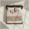 Valerio Duo-Panel Luxe Queen Size Bed in Chocolate Brown colour Velvet with Oak wood Frame