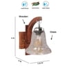 Devansh Solid Wood Electric Wall Light in Brown Colour with Transparent Shade Count of 1 Light