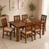 Globally Indian Ojasvi Solid Sheesham Wood 6 Seater Dining Table Set 6 Chairs Beige