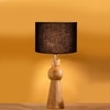 Devansh Black Cotton Table Lamp With  Wood Natural Base (7X18.25 Inches)-3