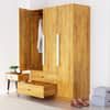 Hexa Red Wooden 3 Door Wardrobe with 2 Drawers and Hanging Space in Giant Wood Colour