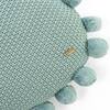 Pom Pom Dull Blue Cotton Knitted Decorative Cushion Cover 16 Inches Dia
