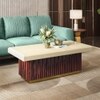 Gabriele Onyx Composite And Solid Teak Wood Coffee Table In Clear Teak Finish