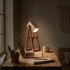 Focal Brown Wooden Table Lamp with Beige Wooden Lampshade
