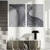 Abstract Gray Wave Wool Silk Wall Art 2 Panel Set 4 x 6 Feet