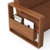 Moreno 1 Seater Solid Wood Sofa in Amber Walnut Finish and Terracotta Stripe Fabric