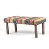 Camilla Solid Wood 2 Seater Bench In Stripe Multi Colour Jackard Fabric