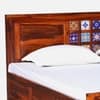 Rangrez Sheesham Wood Queen Size Bed in Honey Oak Finish with Box Storage