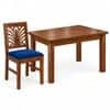 Globally Indian Mayura Solid Sheesham Wood 4 Seater Dining Table Set 4 Chairs Navy Blue