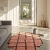 Handmade Wool Shaped Rug Modern Geometric Pink Brown 4 x 6 Feet Carpet