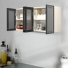 Aluminium Black Profile 4 Fluted Glass Handless Shutters Wall Cabinet In Highland Pine Finish